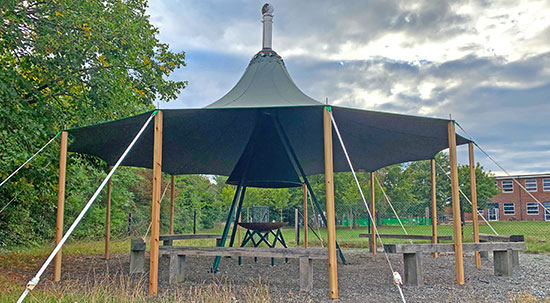 Handmade Open Fire Canopy in Situ